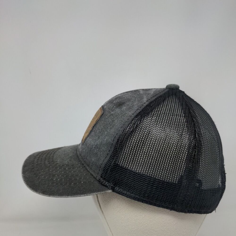 Fish Leather Patch Snapback Mesh Back Trucker Hat… - image 3
